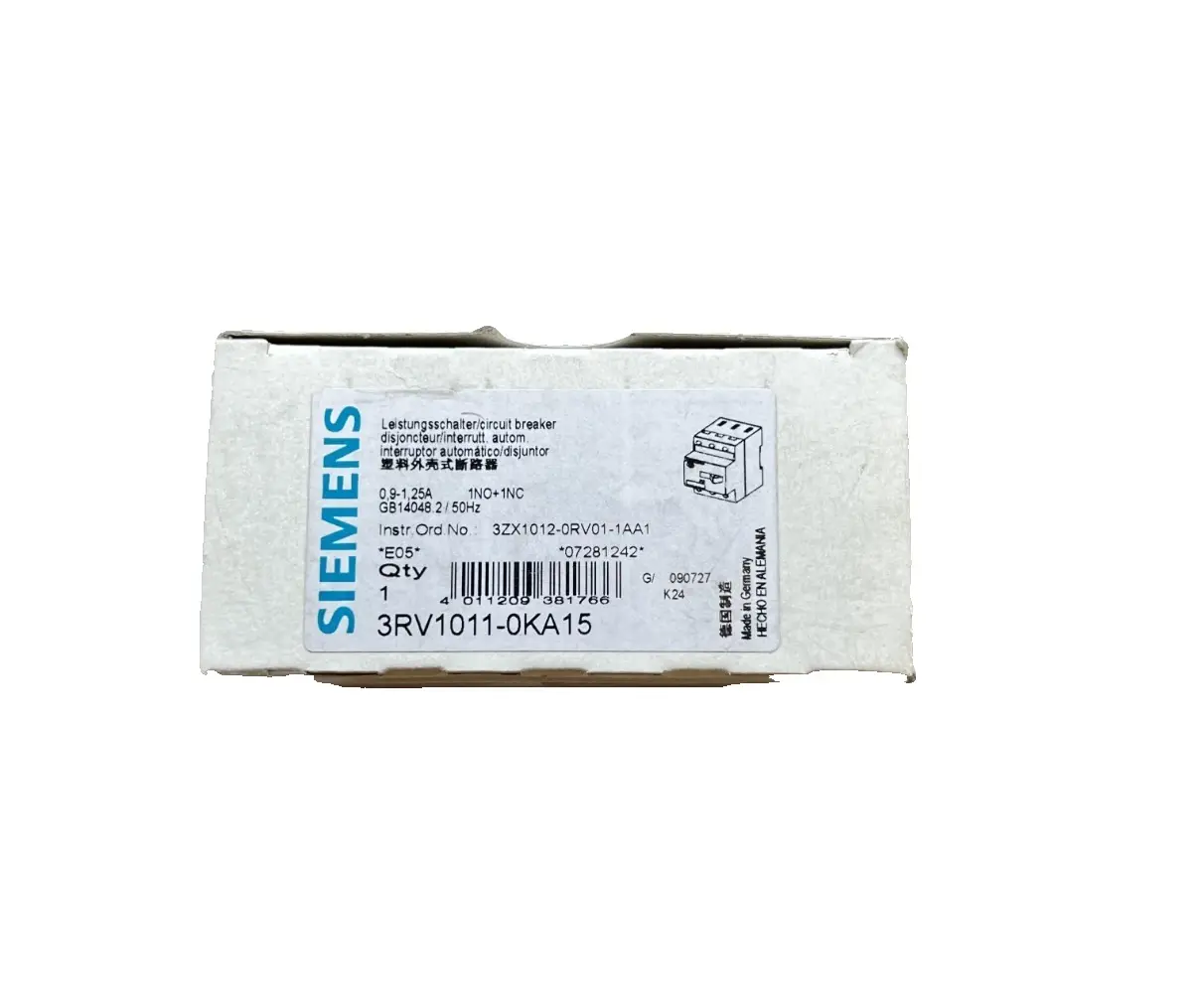 Siemens Leistungsschalter Motorschutz 0,9-1,25A 3RV1011-0KA15 (40001142) Bild 2