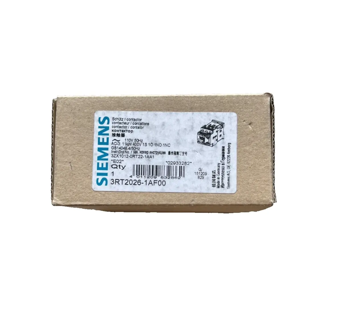 Siemens SCHUETZ, AC-3, 11KW/400V, 1S+1OE 3RT2026-1AF00 (40010138) Bild 2